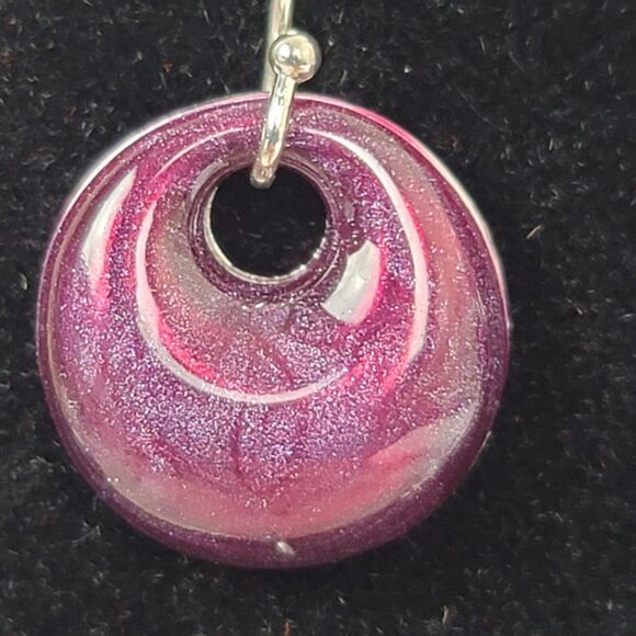 Snowflake Rhinestone Teardrop Earrings Purple Dangle Iridescent Swirl Pierced - Picture 5 of 8